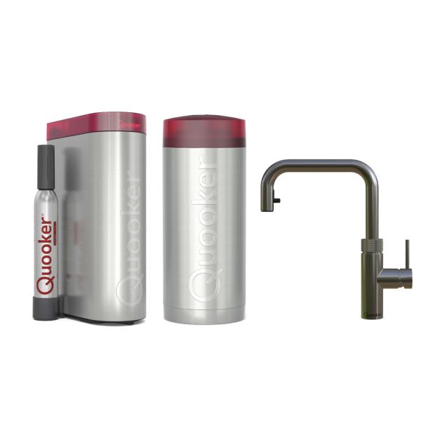 Quooker Flex Square | Reservoirs COMBI+ | CUBE | Gunmetal | sofort-Kochend-Wasserhahn